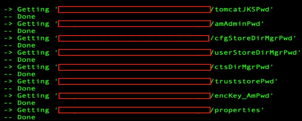 Password retrieval; tomcatJKSPwd, yamAdminPwd, etc.